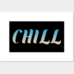 Chill in beach themed sand yellow and blue Posters and Art